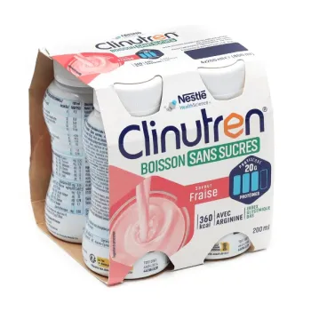 Clinutren Boisson sans sucres Fraise Nestlé - 4 bouteilles de 200ml