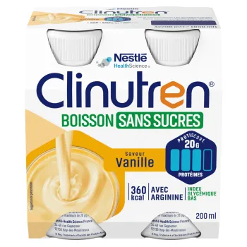 Clinutren Boisson sans sucres Vanille Nestlé - 4 bouteilles de 200ml