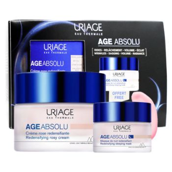 Coffret âge absolu crème rose redensifiante + masque nuit offert Uriage - pot de 50ml + 15ml offert