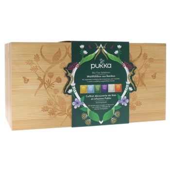 Coffret découverte thés et infusions Pukka - boîte en bambou de 42 sachets