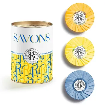 Coffret savons bienfaisants Cédrat, Bois d'orange, Bois de santal Roger & Gallet - boite de 3 savons de 100g