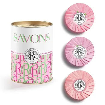 Coffret savons bienfaisants Feuille de thé, Rose, Rose thé Roger & Gallet - boite de 3 savons de 100g