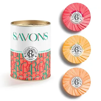 Coffret savons bienfaisants Gingembre Rouge, Néroli, Oeillet Mignardise Roger & Gallet - boite de 3 savons de 100g