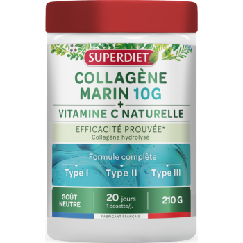 Collagène marin 10g + Vitamine C Superdiet - pot de 210g