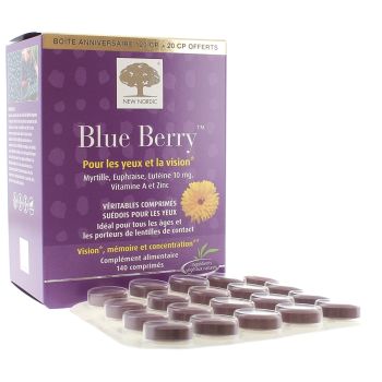 Blue Berry pour les yeux et la vision New Nordic - boite de 140 comprimés (dont 20 offerts)