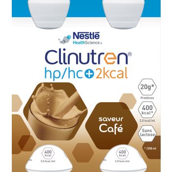 Clinutren HP/HC +2Kcal saveur café - 4 bouteilles de 200 ml