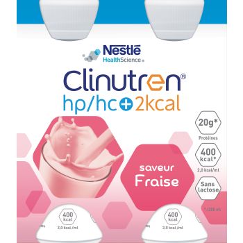 Clinutren HP/HC +2Kcal saveur fraise - 4 bouteilles de 200 ml