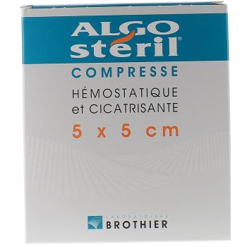 Compresses hémostatiques et cicatrisantes 5x5 cm algostéril Brothier - boite de 10 compresses