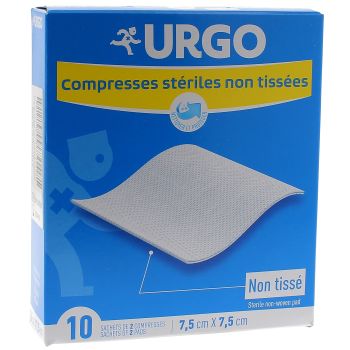 Compresses stériles non tissé Urgo - 10 sachets de 2 compresses 7,5 x 7,5 cm