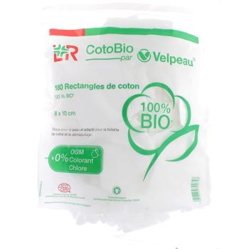 CotoBio Coton rectangle bio Velpeau - 180 rectangles de coton de 8x10cm