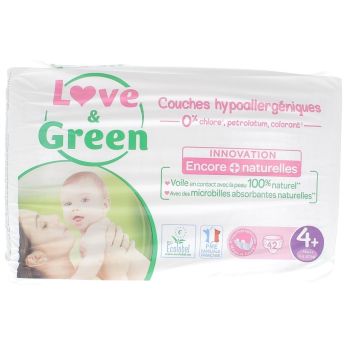 Couches hypoallergéniques taille 4 Love & Green - 42 couches