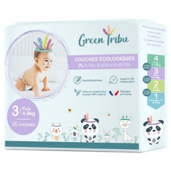 Couches écologiques taille 3 (4-9 kg) Green Tribu - sachet de 26 couches