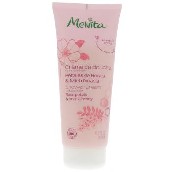 Crème de douche pétales de roses & miel d'acacia Melvita - Tube de 200 ml