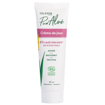 Crème de jour 67% Aloe vera Bio Pur Aloé - tube de 50 ml