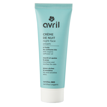 Crème de nuit peaux sèches et sensibles bio Avril - tube de 50 ml