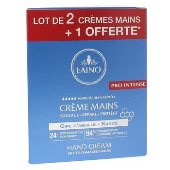 Crème mains sèches à gercées cire d'abeille et karité Laino - 3 tubes de 50 ml