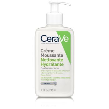 Crème moussante nettoyante hydratante CeraVe - Flacon-pompe de 236 ml