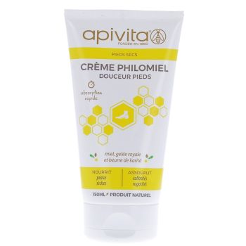 Crème philomiel douceur pieds Apivita - tube de 150 ml