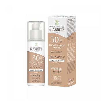 Crème solaire teintée claire spf 30 Alga maris Laboratoires de Biarritz - tube de 50 ml