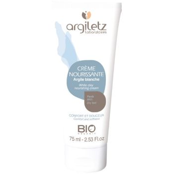 Crème nourrissante pieds secs argile blanche bio Argiletz - tube de 75 ml