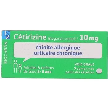 Cétirizine Biogaran Conseil 10mg - 7 comprimés pelliculés sécables