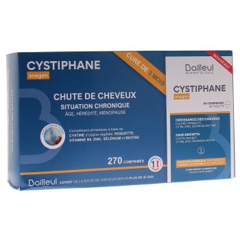 Cystiphane Anagen croissance des cheveux Bailleul-Biorga - lot de 3 boîtes de 90 comprimés