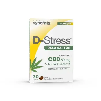 D-Stress relaxation CBD Synergia - boite de 30 capsules