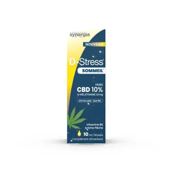 D-Stress sommeil huile CBD 10% Synergia - compte-gouttes de 10ml