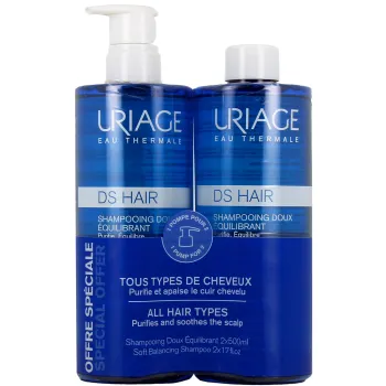 DS Hair Shampooing doux équilibrant Uriage - 2 flacons de 500ml