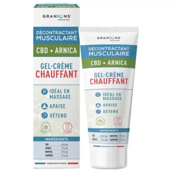 Décontractant musculaire Gel-crème chauffant CBD + arnica Granions - tube de 75 ml