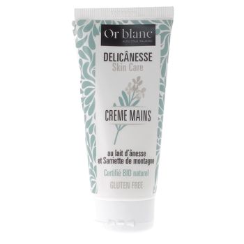 Delicânesse Crème mains au lait d'ânesse bio Or Blanc - tube de 100ml