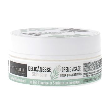 Delicânesse Crème visage peaux grasses et mixtes au lait d'ânesse bio Or Blanc - pot de 50ml