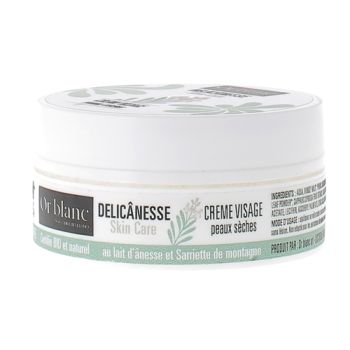 Delicânesse Crème visage peaux sèches au lait d'ânesse bio Or Blanc - pot de 50ml