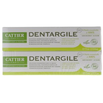 Dentargile anis bio Cattier - lot de 2 tubes de 75ml