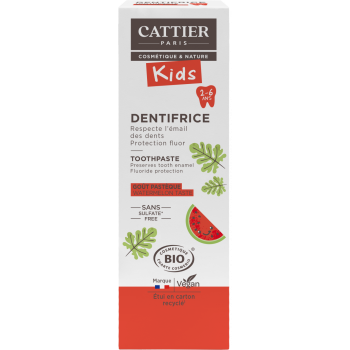 Dentifrice 2-6 ans goût pastèque bio Cattier - tube 50 ml