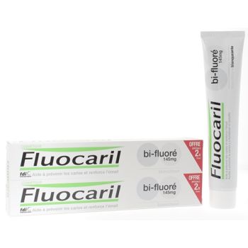 Dentifrice Blancheur Bi-Fluoré Fluocaril - lot de 2 tubes de 75 ml