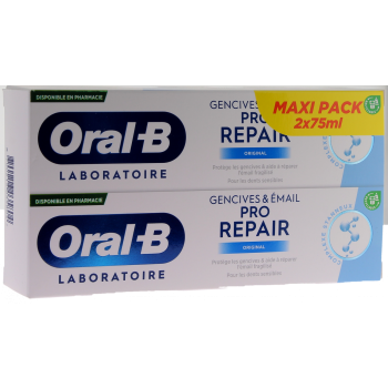 Dentifrice Oral B Pro-Repair original gencives et émail - lot de 2 tubes de 75 ml