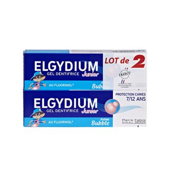 Dentifrice au fluorinol 7-12 ans goût bubble junior Elgydium - lot de 2x50ml