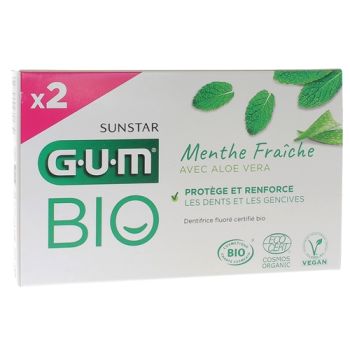 Dentifrice bio à l'Aloe Vera menthe fraîche Gum - lot de 2 tubes de 75 ml