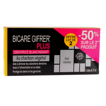 Dentifrice blanchissant au charbon végétal Gifrer Bicare Plus - tube de 75ml offre spéciale -50% sur le deuxième