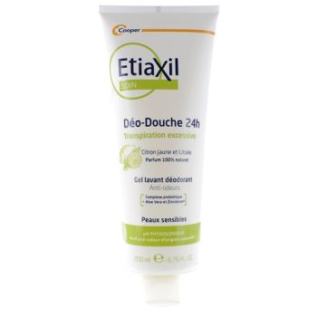 Déo-Douche 24H Gel lavant déodorant citron jaune et litsée Etiaxil - tube de 200 ml