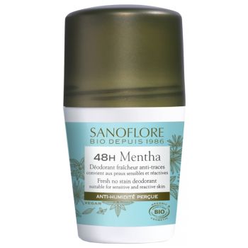 Déodorant Mentha efficacité 48h bio Sanoflore - roll-on de 50ml