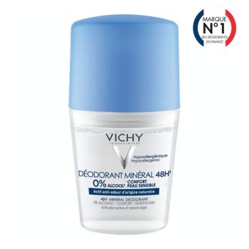 Déodorant bille sans sels d'aluminium minéral 48h Vichy - roll-on 50ml