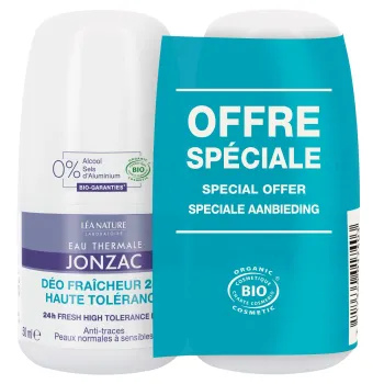 Déodorant fraîcheur 24h haute tolérance Eau Thermale Jonzac - lot de 2 roll-on de 50ml