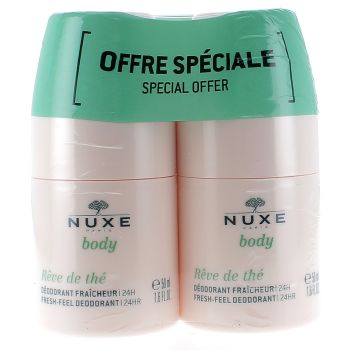 Déodorant fraîcheur Rêve de thé Nuxe Body - lot de deux roll-on de 50ml