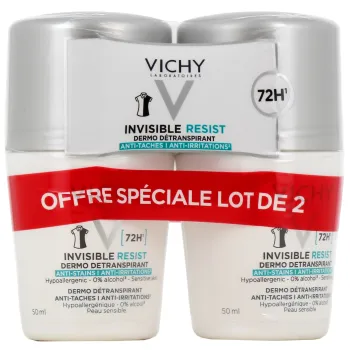 Invisible Resist Déodorant dermo détranspirant Vichy - lot de 2 roll-on de 50ml