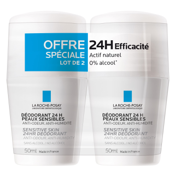 Déodorant physiologique 24h La Roche-Posay - Lot de 2 roll-on de 50 ml