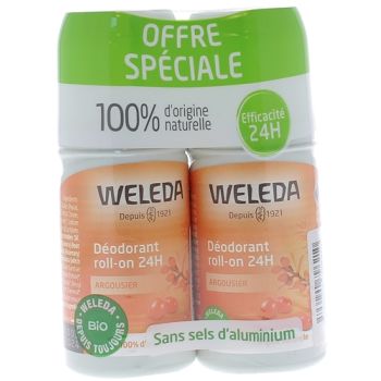 Déodorant roll-on 24h Argousier bio Weleda - lot de 2 roll-on de 50 ml