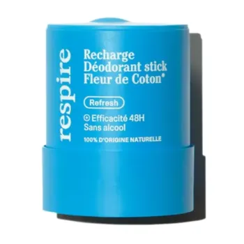 Déodorant solide efficace 48h Fleur de Coton bio Respire - recharge de 50g