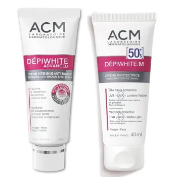 Depiwhite M + Advanced Crème intensive anti-taches & crème protectrice SPF50 ACM - 2 tubes de 40ml